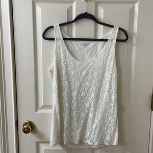 Loft L lace front off-white/cream tank top